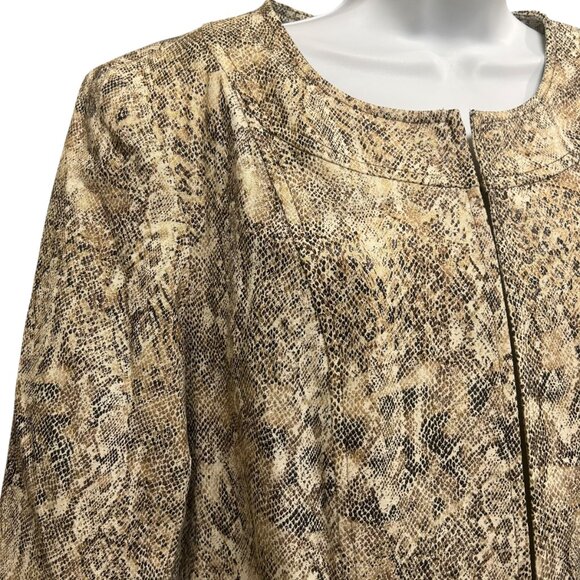 Dressbarn Brown Metallic Animal Print Career Office Blazer Size L - Picture 2 of 6